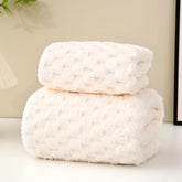 HomeCloud Microfiber Soft & Fuffy Bath & Face Towel 400 Gsm With Hanging Loop | 3x Softer Than Cotton Towels | Highly Absorbent Set Of 2 (Beige)