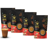 Tea Sense Royal Masala Chai - Pack Of 4 X 200gm, 7.05 Ounce Each | Assam CTC, Ginger, Cardamom, Clove, Cinnamon, Black Pepper, Star Anise - Strong & Kadak Chai Patti, High Caffeine