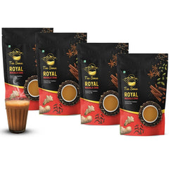 Tea Sense Royal Masala Chai - Pack Of 4 X 200gm, 7.05 Ounce Each | Assam CTC, Ginger, Cardamom, Clove, Cinnamon, Black Pepper, Star Anise - Strong & Kadak Chai Patti, High Caffeine