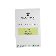 Makaibari Tea Treasures Silver Green Darjeeling Green Tea - 50gm, 1.7 Ounce, 25 Envelope Tea Bags | USDA Certified Premium Loose Long Leaf Green Tea - Medium Caffeine Loose Leaves