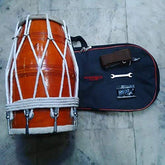 Professional Wooden Dholak For Orchestra With Carry Bag - Perfectly Symmetric Round Dholak | Dholak For Festival, Wedding, Satsang - Very Easy To Tune, Easy To Learn