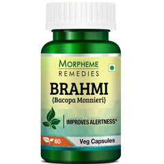 Morpheme Remedies Bacopa Brahmi Extract 500mg, Improves Alertness, Known As A Good Ingredient For Brain | 60 Capsules 100gm 0.2lbs Each Pack Of 2