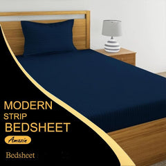 Glace Cotton 1 Single Bedsheet With 1 Pillow Cover - 60 X 90 Inches, Navy Blue | Comfort Fabric Bedsheet Home, Hotel & Guest House