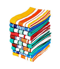 Mythos Cotton Multi Color Striped Hand Towels 450 Gsm | High Absrobent (Set Of 10)