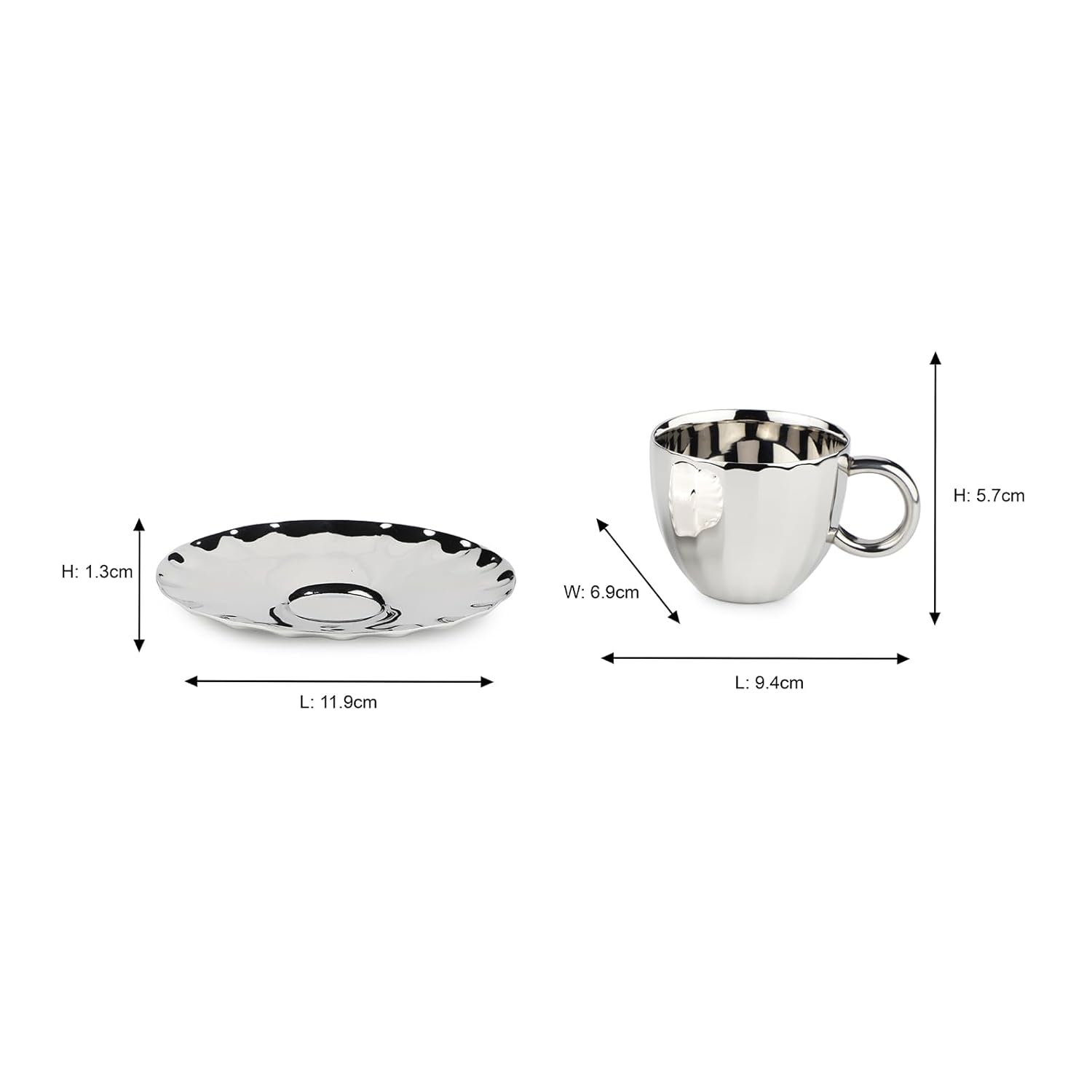 Designer Chrome Stainless Steel Cup - 120ml Each, Set Of 2 | Corporate Gifting For Diwali - Unbreakable Cups For Tea Chai Coffee Cups Mugs | Premium Serve Ware, Dinnerware & Tableware Designer Chrome Stainless Steel Cup - 120ml Each, Set Of 2 | Corporate Gifting For Diwali - Unbreakable Cups For Tea Chai Coffee Cups Mugs | Premium Serve Ware, Dinnerware & Tableware