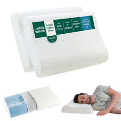 Cervical Pillow, For Neck Pain & Shoulder Pain Relief, White, King Size | Cool Gel Memory Foam Pillow For Sleeping | Orthopedic Pillow For Spondylitis - Neck Support Medical Pillow - Set Of 2