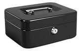 Cash Box, With Key Lock & Coin Try, Portable, 8" Inch Petty Cash Box, Money Safe Box | Colour - Black, Material - Alloy Steel