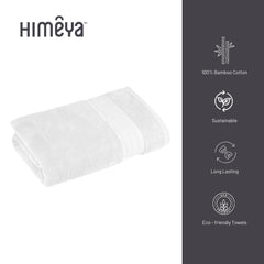 Himeya Bamboo Bath Towel 1200 Gsm | Ultra Absorbent 3x Softer Than Cotton Towels | Pack Of 2 - White