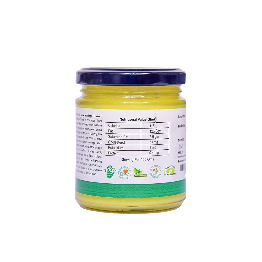 Natural Premium Desi Gir Cow Moringa Ghee By Future Organics | High In Vitamins A, D & Healthy Bilona Method Desi Ghee Good For Halwas | (175ml) 5.9 Ounce | Jar Pack Natural Premium Desi Gir Cow Moringa Ghee By Future Organics | High In Vitamins A, D & Healthy Bilona Method Desi Ghee Good For Halwas | (175ml) 5.9 Ounce | Jar Pack