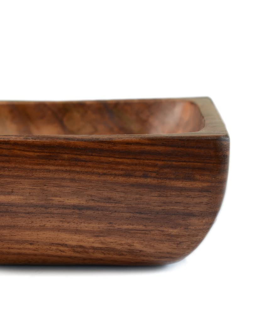 Handmade Single Piece Sheesham Wood Square Platter - Brown, 9 Inches | Serving Platter, Snacks Platter - Dining Table Platter, Condiment Platter Handmade Single Piece Sheesham Wood Square Platter - Brown, 9 Inches | Serving Platter, Snacks Platter - Dining Table Platter, Condiment Platter