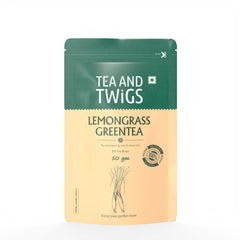 Tea And Twigs Lemongrass Green Tea - 50gm, 1.7 Ounce, 25 Pyramid Teabags | Soothing & Relaxing Wellness Tea - Caffeine Free