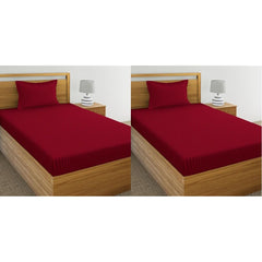 Cotton 2 Single Bedsheet With 4 Pillow Cover - 60 X 90 Inches, Maroon | Durable & Long-Lasting | Soft & Breathable Fabric | Comfortable For Daily Use