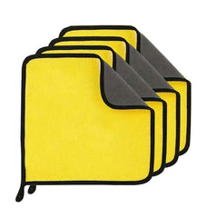 Hsr Car Accessices Cleaning 500 Gsm Microfiber Towel For Car Cleaning & Detailing - Dual Sided, Extra Thick Plush Microfiber Cloth (Pack Of 4) | Yellow & Grey
