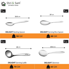 Stainless Steel Delight Solid Dinner Set Of 46 Pieces, Silver | Easy To Clean & Dishwasher Safe