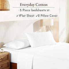 Double Bedsheet For King Size With 2 Pillow Covers - 108 X 108 Inches, White | Soft, Breathable & Skin-Friendly Bedding For Daily Use