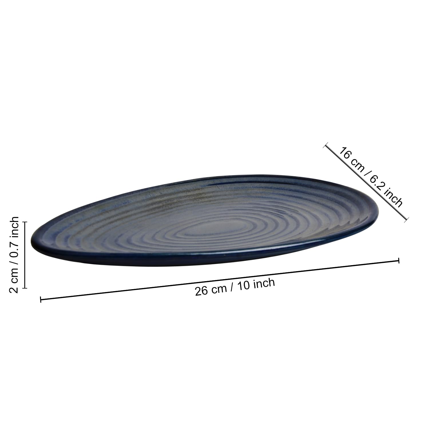Premium Hand Glazed Oval Shaped Ceramic Platter - Blue With Grey Speckle, 10.5 Inches, 490 Gm | Starter Serving Platter - Sweets, Dry Fruits, Snack Serving Platter Premium Hand Glazed Oval Shaped Ceramic Platter - Blue With Grey Speckle, 10.5 Inches, 490 Gm | Starter Serving Platter - Sweets, Dry Fruits, Snack Serving Platter