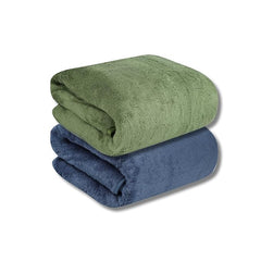 Maxoshine Microfiber Bath Towels Large Size-Super Soft Coral Fleece Bathing Towel Hook Quick Dry Super Absorbent-Bath Towel (Blue/Green, Pack Of 2)