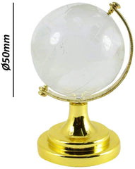 Feng Shui Small Glass Globe For Office Table World Map For Success & Prosperity (Silver - Gold) Ultimate Enhancer For Education Pack Of 1