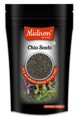 Midiron Raw Chia Seed For Weight Management Chia Whole Seeds For Weight Loss With Omega 3, Protein & Fiber, Natural Chia Seed Edible, Diet Snacks, Immunity Booster | 100gm 0.2lbs Each Pack Of 2