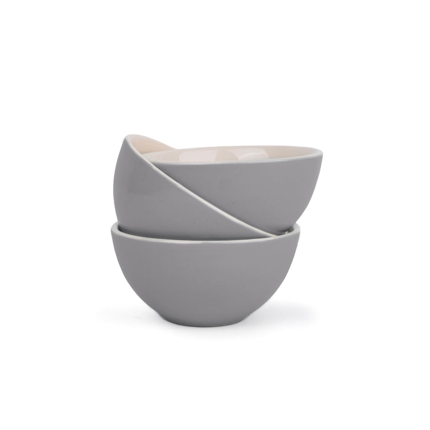 Ceramic Veg Bowls Set Of 6 For Dinner - 180ml Each, Grey Ivory Rim Series | Katori Set With Glossy Finish | Stoneware Ceramic Bowls Set - Dessert Bowl Set Ceramic Veg Bowls Set Of 6 For Dinner - 180ml Each, Grey Ivory Rim Series | Katori Set With Glossy Finish | Stoneware Ceramic Bowls Set - Dessert Bowl Set