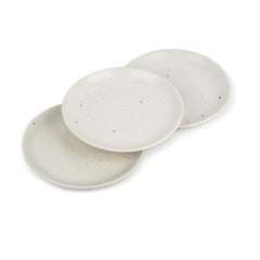 Ceramic Quarter Plates Set Of 6, White Speckle Earth Series | Premium Stoneware Snacks Plates Set - Dessert Plates | Small Plates With Matte Finish - Microwave Safe & Chip Resistant