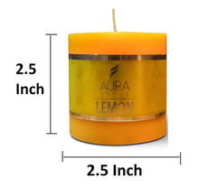 LEMON FRAGRANCE PILLAR CANDLE 2.5INCH PACK OF 2 | HOME DÉCOR CANDLE