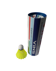 Vins Badminton Nylon Shuttlecock , Material Used: Nylon & Natural Cork Base | Yellow , Pack Of 6