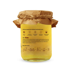 Pure Gir Cow Ghee By Gau Organics | Natural Hand Made Curd Churned Desi Ghee Good For Dishes | (500ml) 16.9 Ounce | Jar Pack
