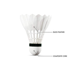 Spocco Tournament Grade Impact Badminton Duck Feather Shuttlecocks , Speed 76 , Medium | White , Pack Of 10