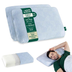 Hard Memory Foam Cervical Pillow For Sleeping, Orthopedic Pillow - King Size - 4 Inch | Pillow For Neck & Shoulder Pain Relief, For Back, Side & Stomach Sleepers - Extra Firm - Set Of 2