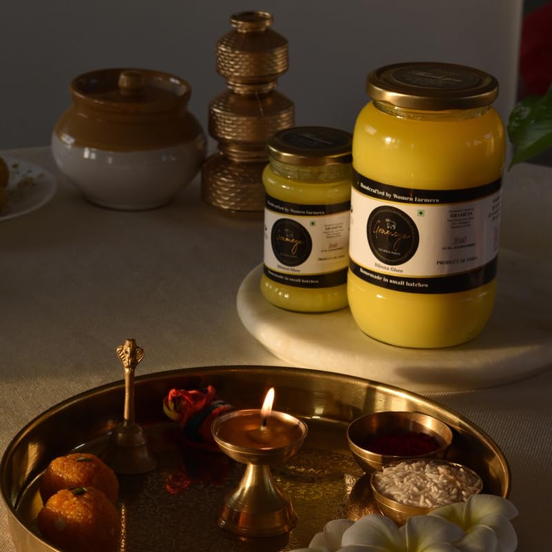 100% Pure Desi Cow Ghee By Grameya | Rich Source Of Vitamin & Protein Fiber Pure Healthy Cow Ghee Perfect For Cooking | 5 Litre (1 Litre * 5) 169.0 Ounce | Jar Pack 100% Pure Desi Cow Ghee By Grameya | Rich Source Of Vitamin & Protein Fiber Pure Healthy Cow Ghee Perfect For Cooking | 5 Litre (1 Litre * 5) 169.0 Ounce | Jar Pack