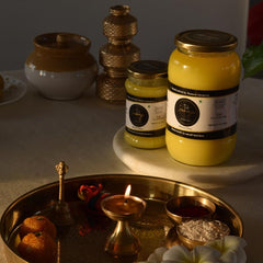 100% Pure Desi Cow Ghee By Grameya | Rich Source Of Vitamin & Protein Fiber Pure Healthy Cow Ghee Perfect For Cooking | 5 Litre (1 Litre * 5) 169.0 Ounce | Jar Pack