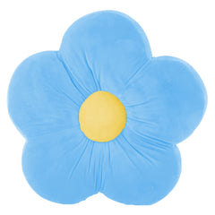 Flower Shaped Floor Cushion Pillow, For Kids Room, Living Room, Blue - 16 X 16 Inch | Luxury Kids Furnishing, Throw Pillow, Decorative Cushion, Nursery Décor, Velvet Cushion - Pack Of 1