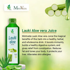 Mint Veda Lauki Aloe Vera Juice Rejuvenates Skin & Hair, Natural Juice For Skin Care, No Added Sugar | 1000ml 2.2lbs Each Pack Of 2