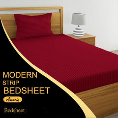 Glace Cotton 1 Single Bedsheet With 1 Pillow Cover - 60 X 90 Inches, Maroon | Comfort Fabric Bedsheet Home, Hotel & Guest House