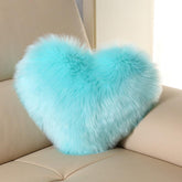 Luxury Soft Fur Love Heart Shape Cushion Pillow, For Valentine's Day, Aqua | For Couple, Sofa, Car, Decoration, Furniture Cushion, Washable, Super Soft Pillow, Decoration Purpose