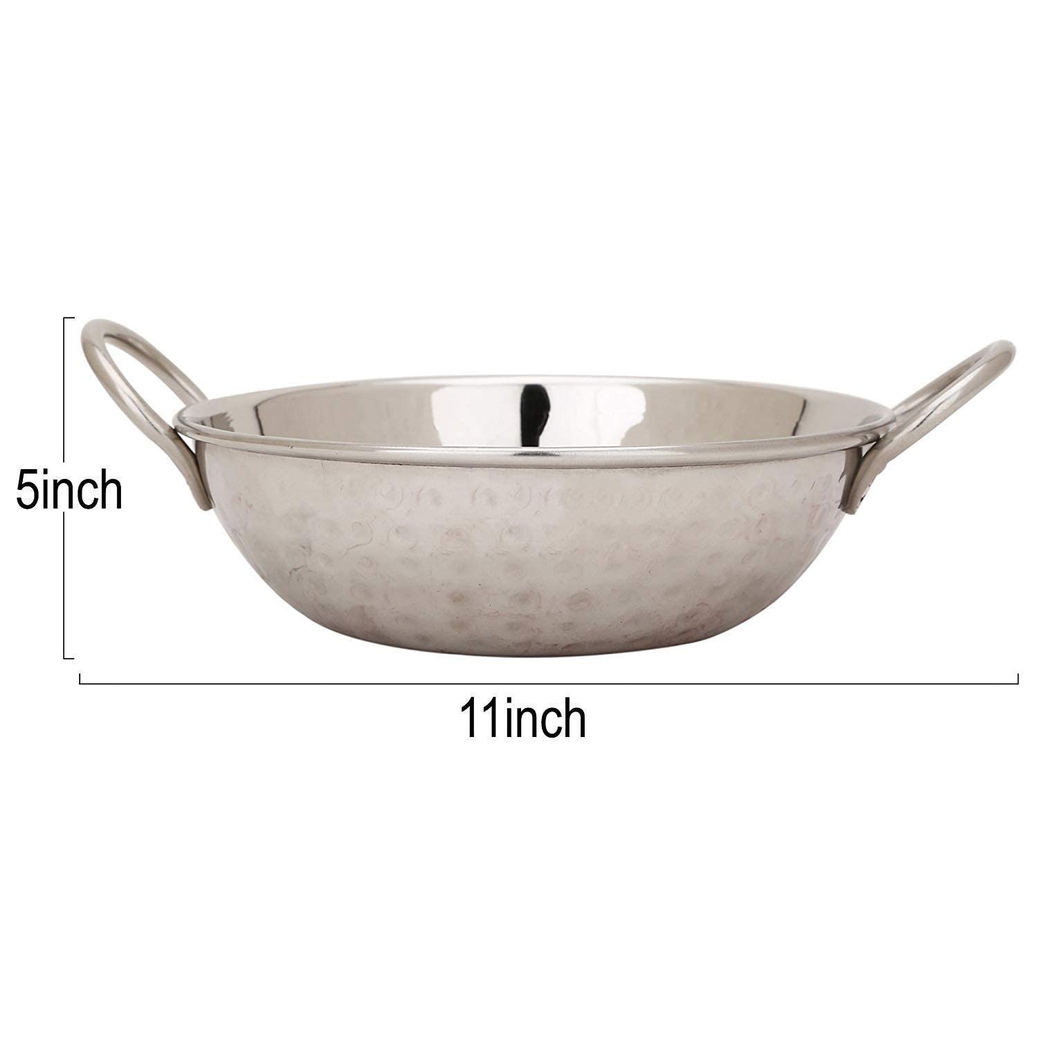 Silver Stainless Steel Kadhai - Cookware Silver Kadai, 2.5 Liters Size 14 | Antique Look Silver Stainless Steel Kadhai - Cookware Silver Kadai, 2.5 Liters Size 14 | Antique Look