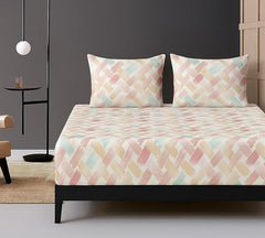 1 Bedsheet For Double Bed With 2 Pillow Covers - 90 X 100 Inches, Multicolor | Premium Cotton Material Double Bedsheet Queen Size | Skin Friendly & Long Lasting