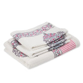 Peepul Tree Block Printed Hand & Bath Towels 240 Gsm | Super Absorbent Soft & Faster Drying, Floral Printed 100% Pure Cotton (Pink)- Pack Of 3