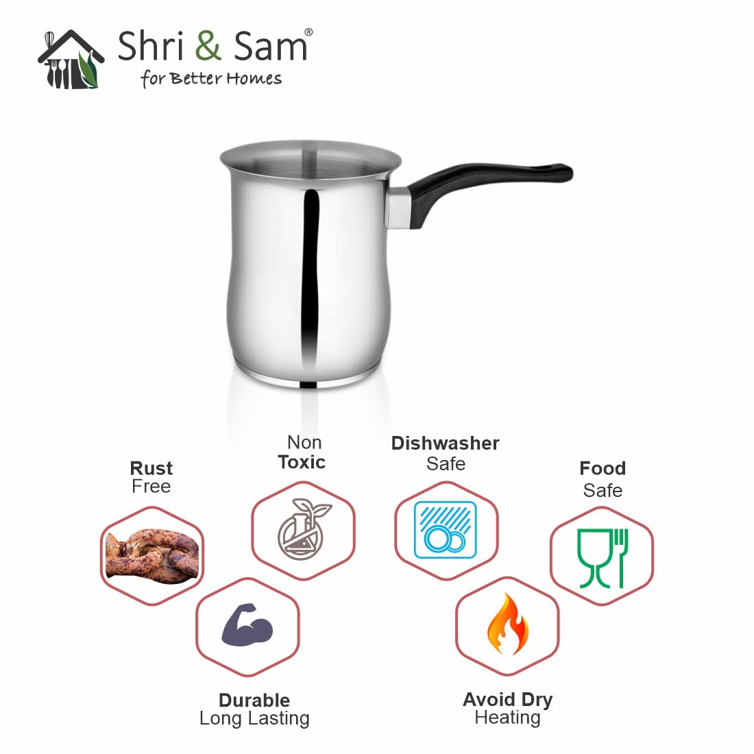 Stainless Steel Coffee Warmer With Sandwich Bottom, 800ml | Tea Warmer - High Durability & Heat Resistant Handle Stainless Steel Coffee Warmer With Sandwich Bottom, 800ml | Tea Warmer - High Durability & Heat Resistant Handle