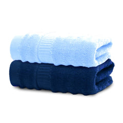 Mush 100% Bamboo 600 Gsm Bath Towel | Ultra Soft, Absorbent & Quick Dry Towel For Bath | Towel Set Of 2 (Navy Blue & Sky Blue)