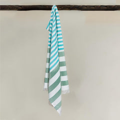 Mush Extra Large Cabana Style Turkish Towel 280 Gsm | 100% Bamboo Bath Towel - Xl Size | Ultra Soft, Feather-Light & Quick Dry Travel Towel For Beach, Pool (Turquoise & Green)
