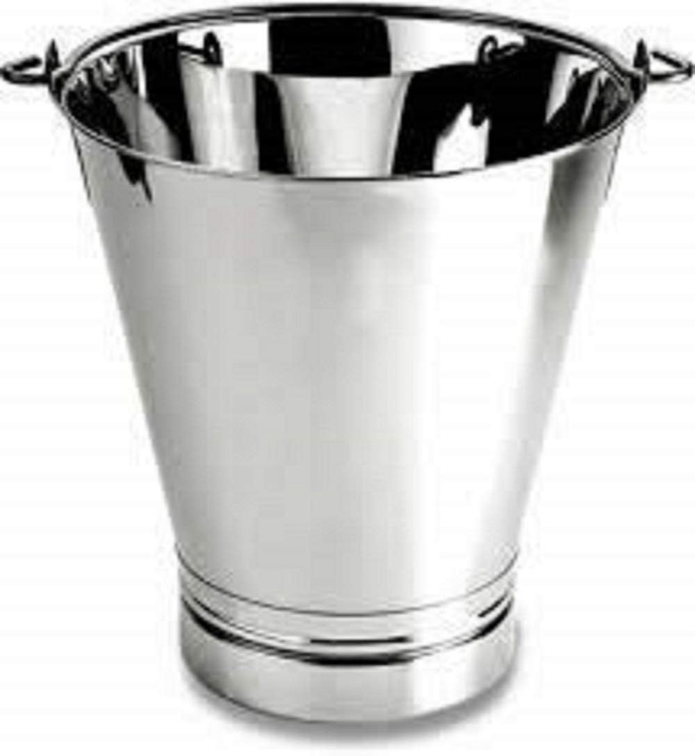 Silver Stainless Steel Bucket With Handle - 9 Liters | Multipurpose Balti With Handle For Kitchen Home - Non Joint & Leak Proof Silver Stainless Steel Bucket With Handle - 9 Liters | Multipurpose Balti With Handle For Kitchen Home - Non Joint & Leak Proof