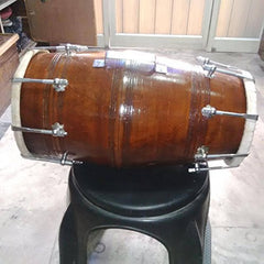 Professional Sheesham Wood Bolt Fitting Dholak Drum - Brown | Perfectly Symmetric Round Dholak - Dholak For Festival, Wedding, Satsang | Very Easy To Tune