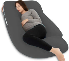 Premium Multipurpose Microfiber Pregnancy Pillow For Pregnant Women - Grey | 100% Cotton, Zippered Cover, Full Body Pillow, Lightweight, Removable Cover, Pregnancy Support, Soft Pillow