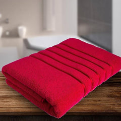 Shree Shyam 100% Cotton Large Size Bath Towels 600 Gsm | Soft, Fluffy & Absorbent Bath Towel (Red)