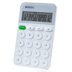 M&G Calculator Mini Pocket Desktop Calculator, 12 Digit Large LCD Display, For Business Office Home School, Battery Included (White)
