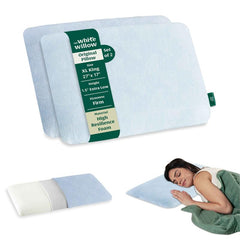Ultra Thin Pillow For Sleeping, Engineered Latex Soft Pillow, Sky-Blue - King Size - 1.5 Inch | Ultra Slim Pillow For Neck & Head, Shoulder Pain, Orthopedic Cervical Neck Pillow - Set Of 2