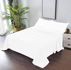 100% Cotton Double Bedsheets Queen Size - 90 X 100 Inches, White | 750 Thread Count Sateen Finish Luxuries - Ideal For Guest Room, Hotel Quality | 1 Piece Bed Sheet