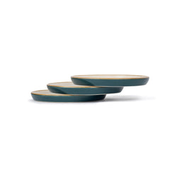 Ceramic Quarter Plates Set Of 6, Teal Ivory | Ceramic Snack Plates - Snacks Plates Set | Dessert Plates, Snack Plate - Small Plates With Glossy Finish | Microwave Safe & Chip Resistant